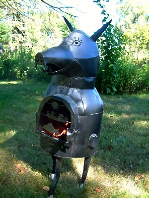 burning pig